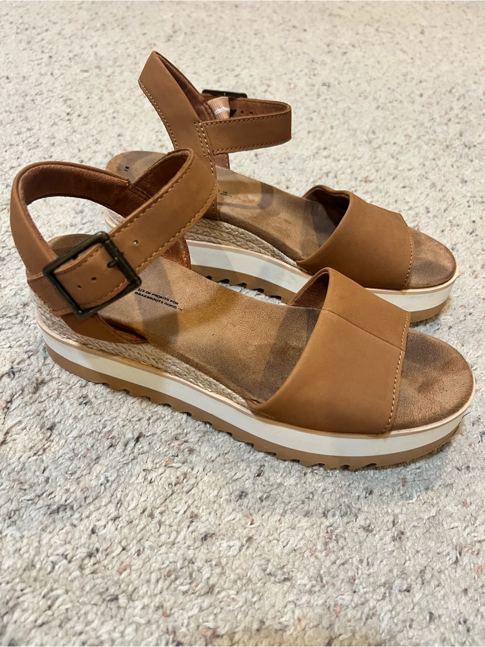 TOMS Women's Tan Platform Espadrille Sandals – Ankle Strap